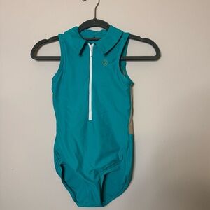 Honeycut teal zip up collared leotard